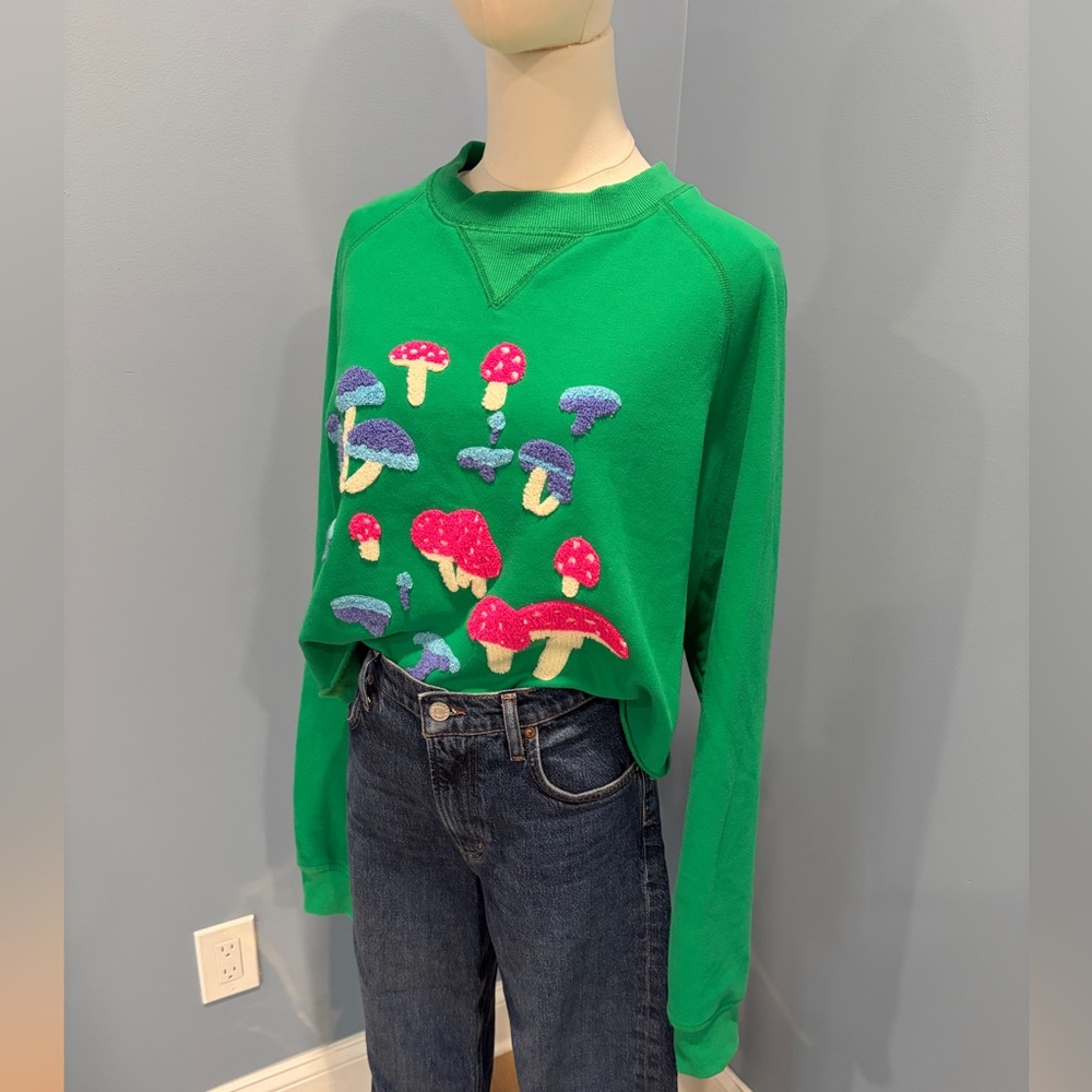 Modest Mouse Green Cropped Mushroom Sweatshirt Medium Graphic Crewneck